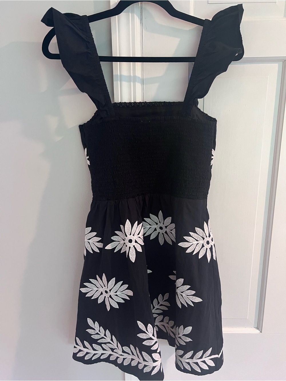 Anthropologie Anthracite Mini Dress with White Floral Embroidery - Picture 4 of 8
